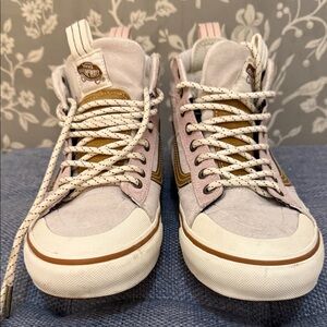 Vans High-Top Sneakers in Light Pink and Tan Accent